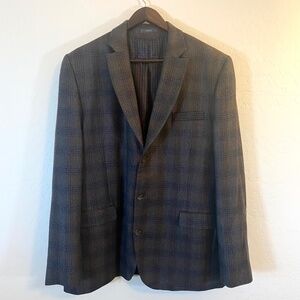 Wool Plaid Professor Blazer 46L Elbow Patch Heritage Preppy Academia Jacket